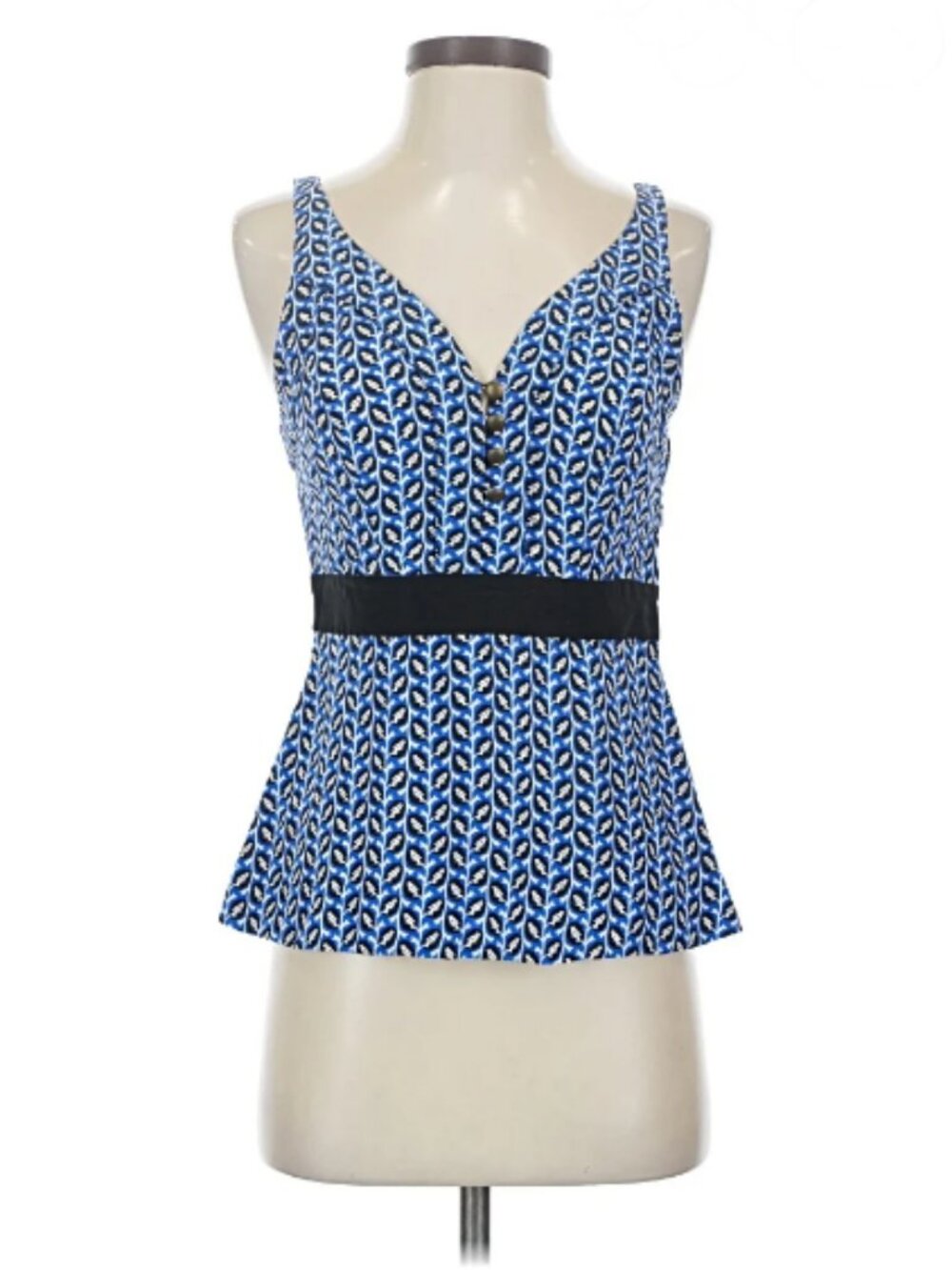 Girls of Savoy Y2K Vintage Printed Sleeveless Peplum Silk Top